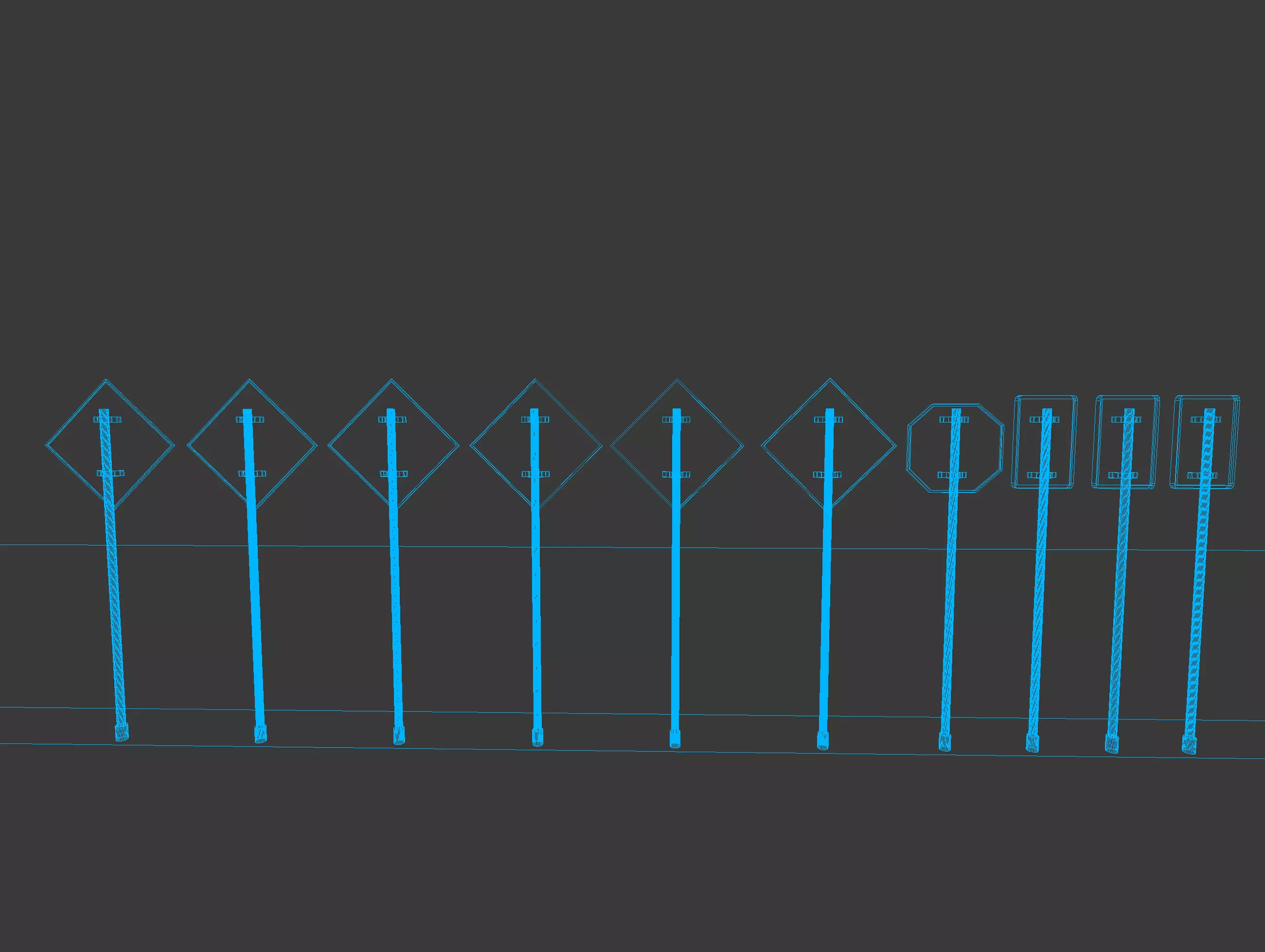 Low Poly Traffic Sign Pack Low-poly 3D model_4