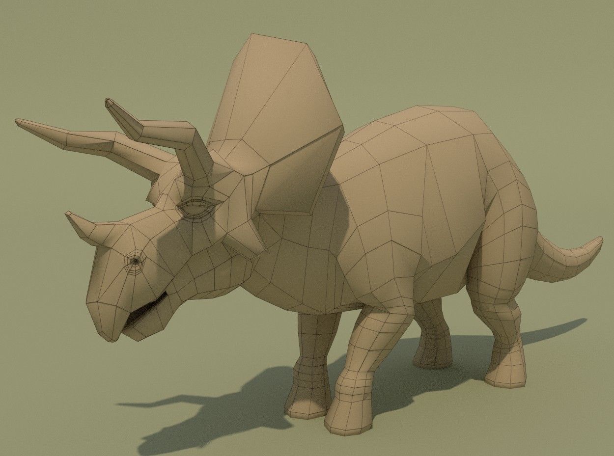 Triceratops Rigged Low-poly 3D model_7