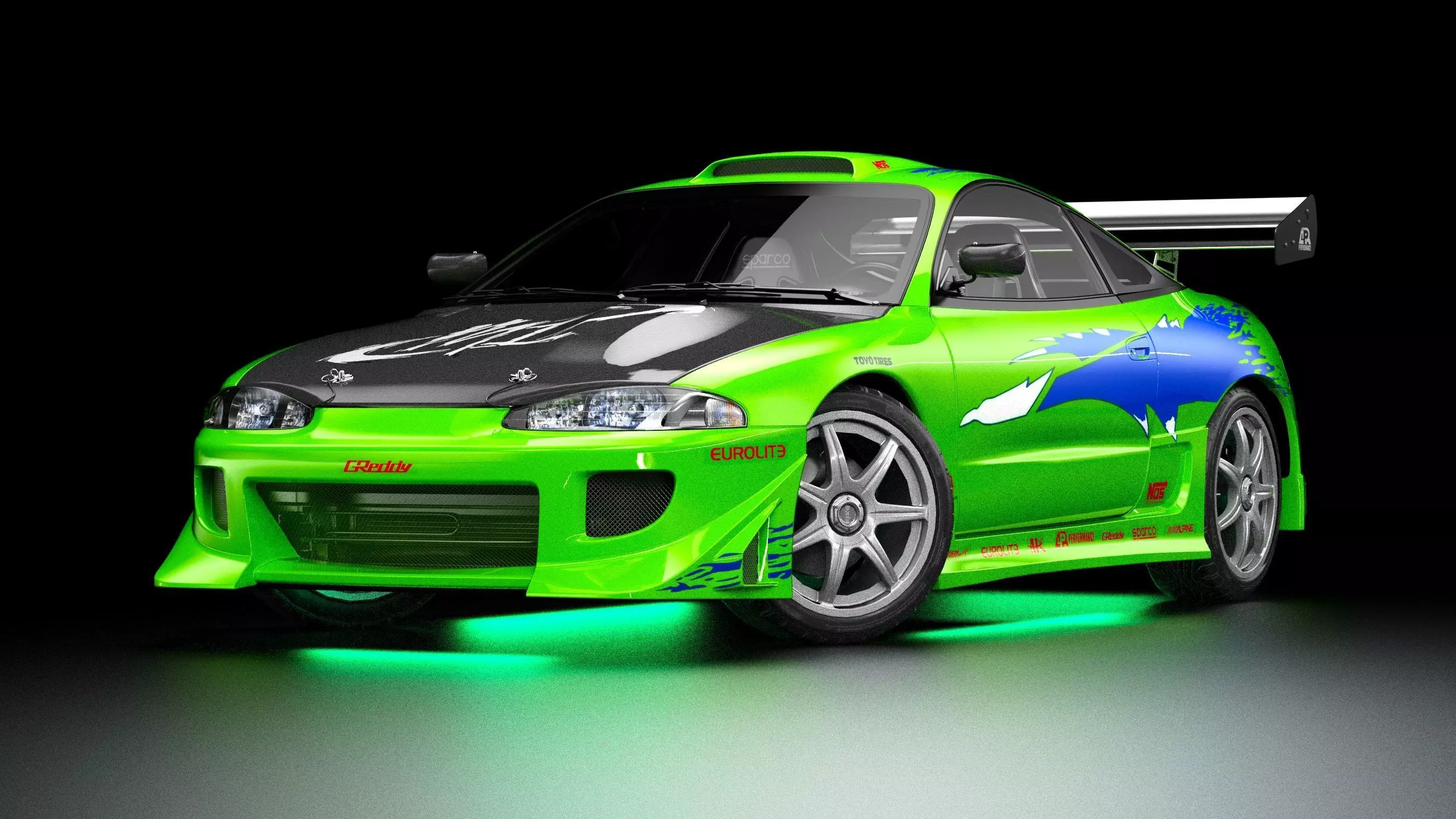The Fast and The Furious Mitsubishi Eclipse 1995 Low-poly 3D model_3