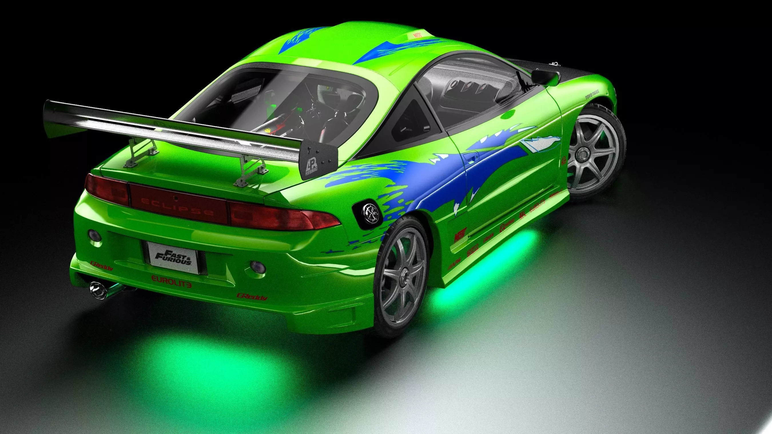 The Fast and The Furious Mitsubishi Eclipse 1995 Low-poly 3D model_1