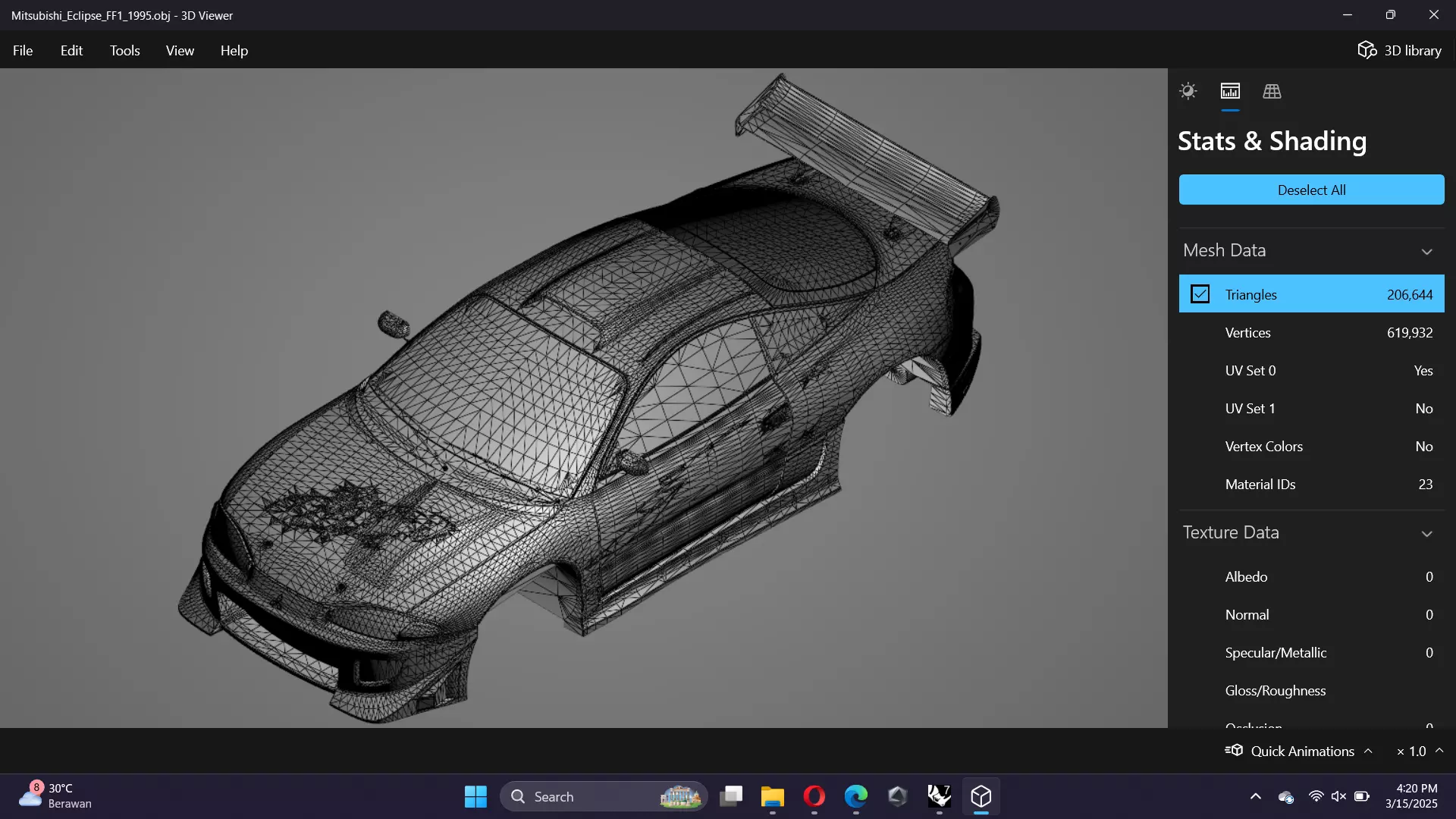 The Fast and The Furious Mitsubishi Eclipse 1995 Low-poly 3D model_24