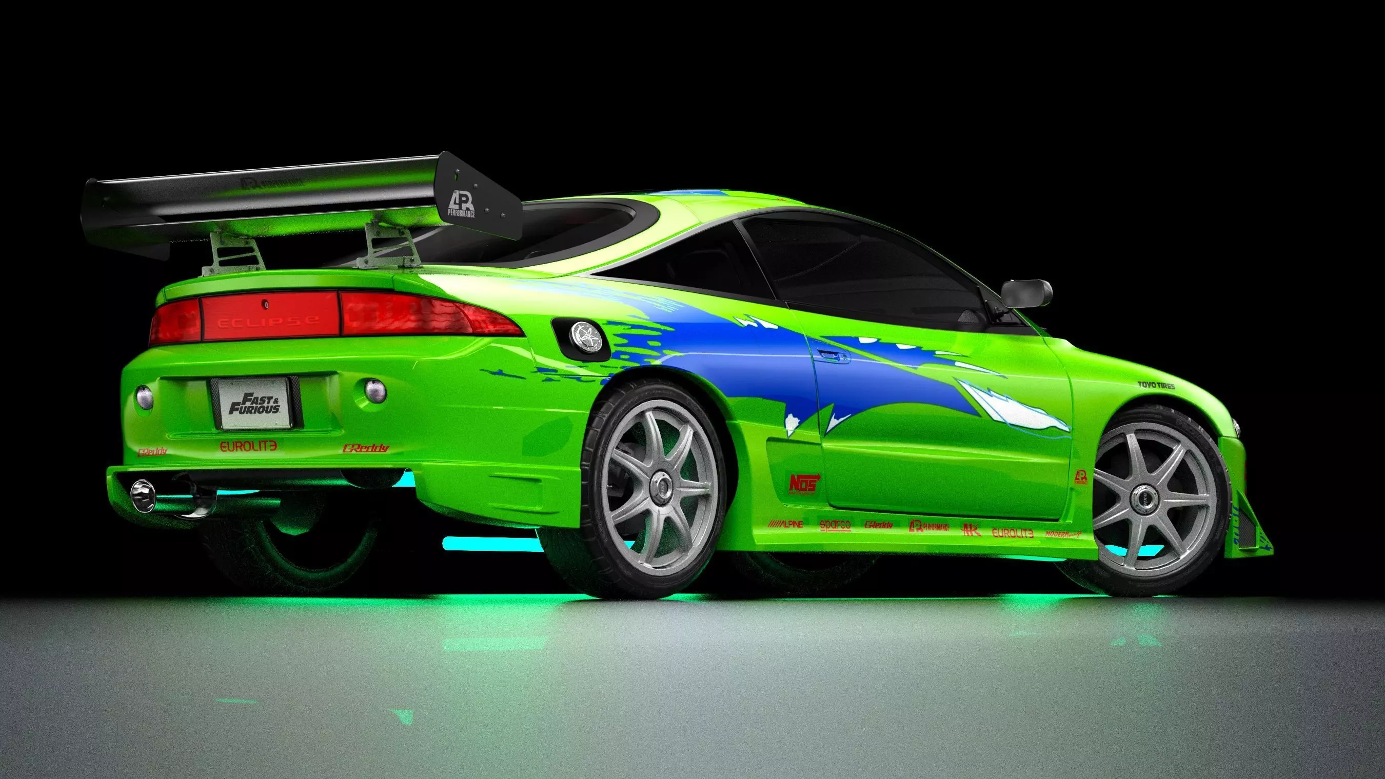 The Fast and The Furious Mitsubishi Eclipse 1995 Low-poly 3D model_4