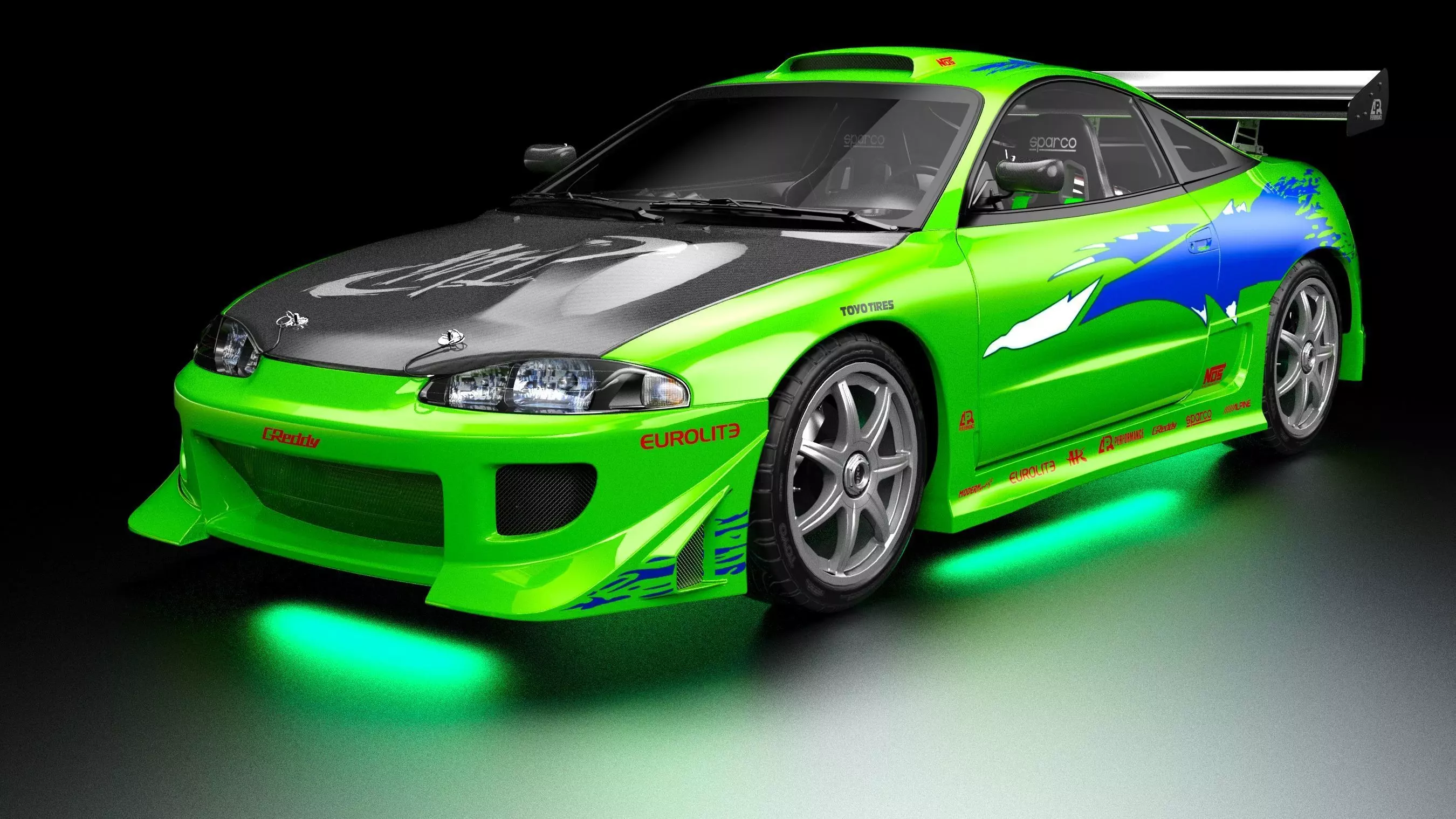 The Fast and The Furious Mitsubishi Eclipse 1995 Low-poly 3D model_0