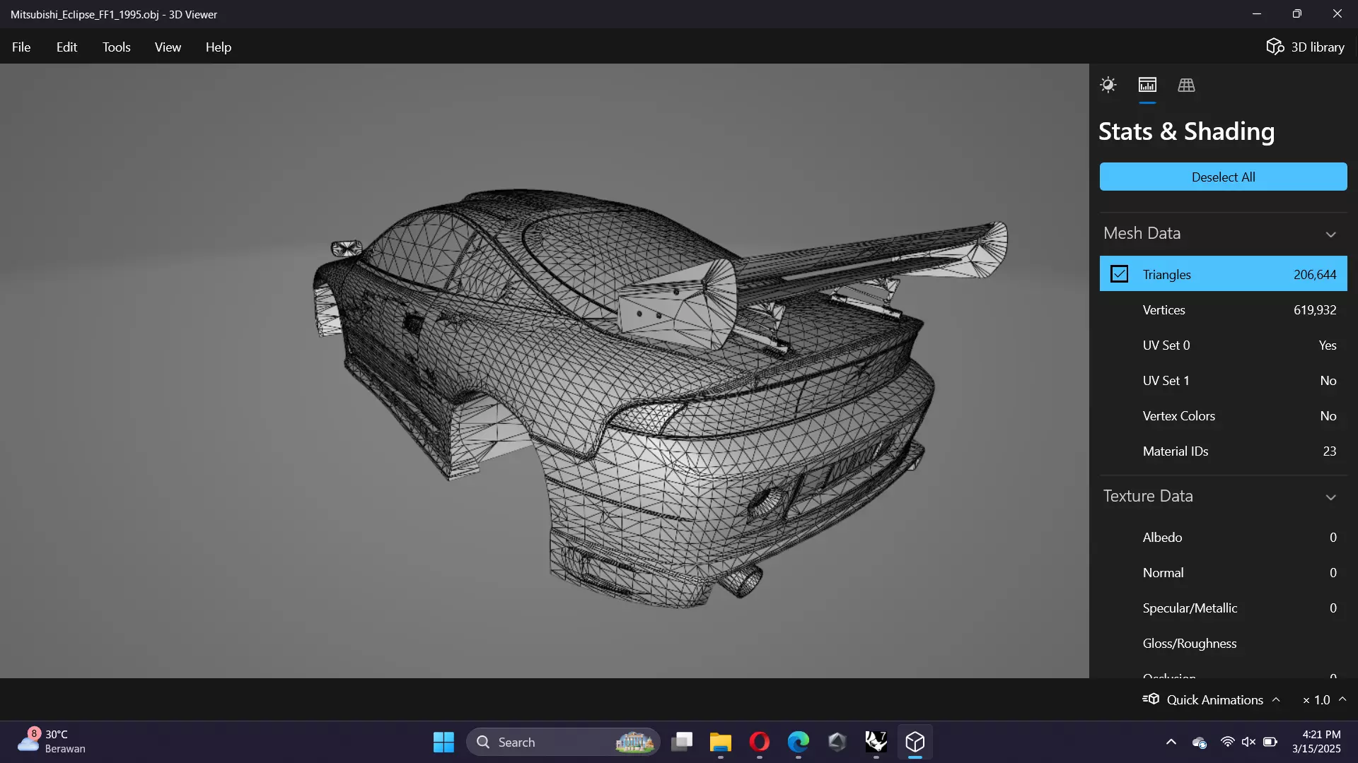 The Fast and The Furious Mitsubishi Eclipse 1995 Low-poly 3D model_25