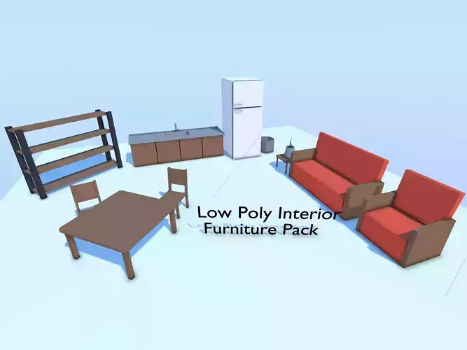 low poly  furniture  pack interior Low-poly 3D model
