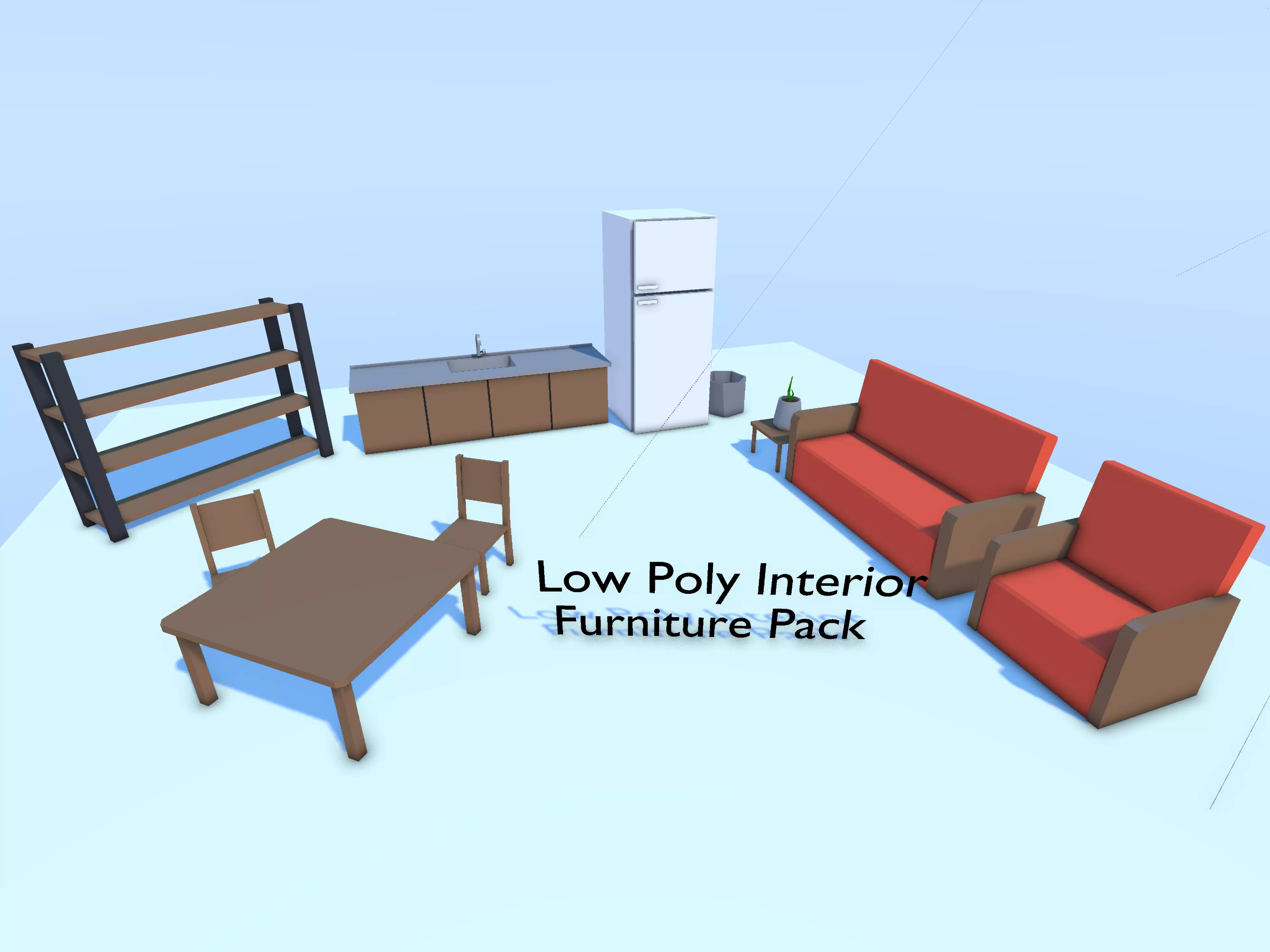 low poly  furniture  pack interior Low-poly 3D model_0