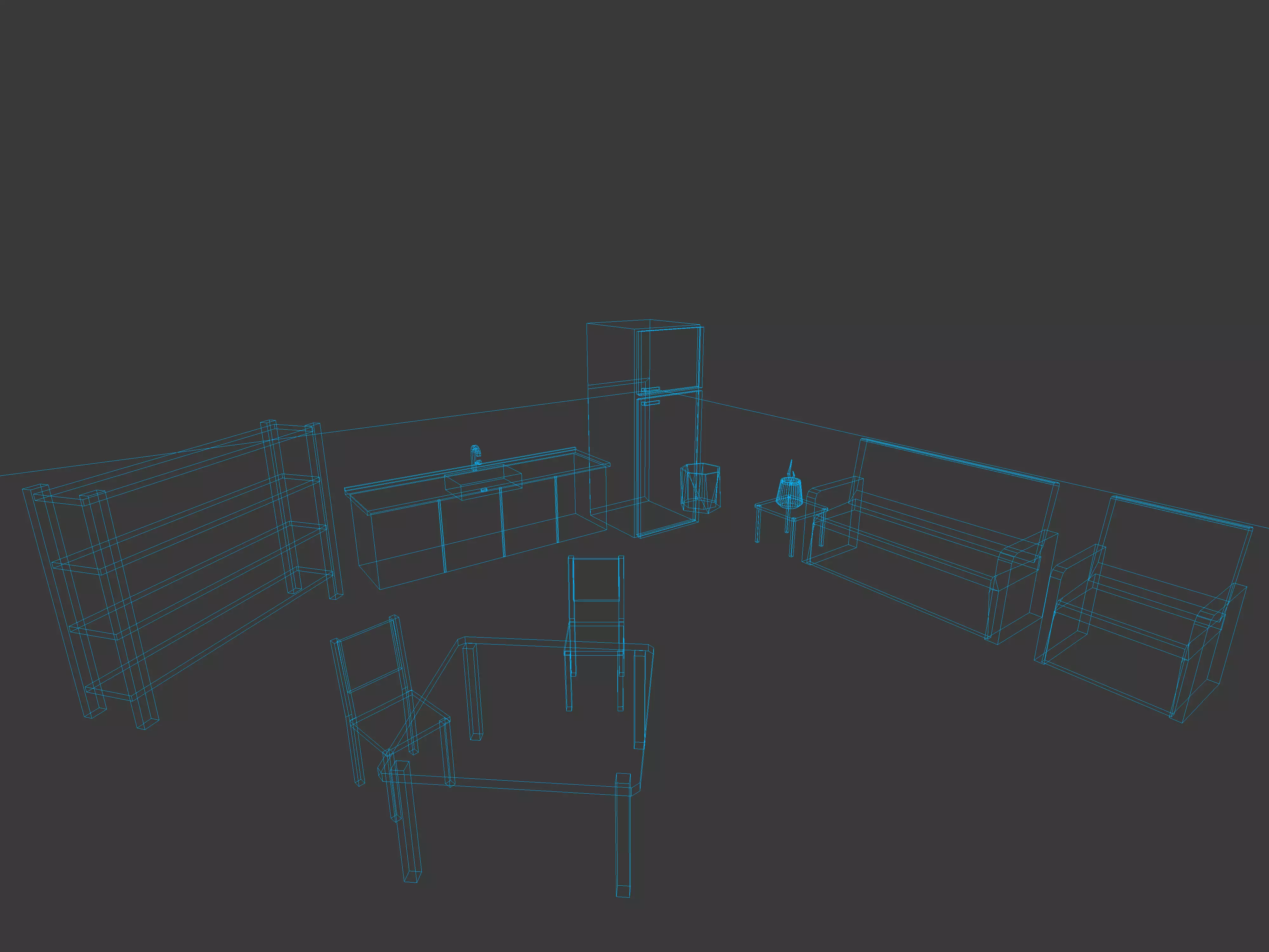 low poly  furniture  pack interior Low-poly 3D model_8