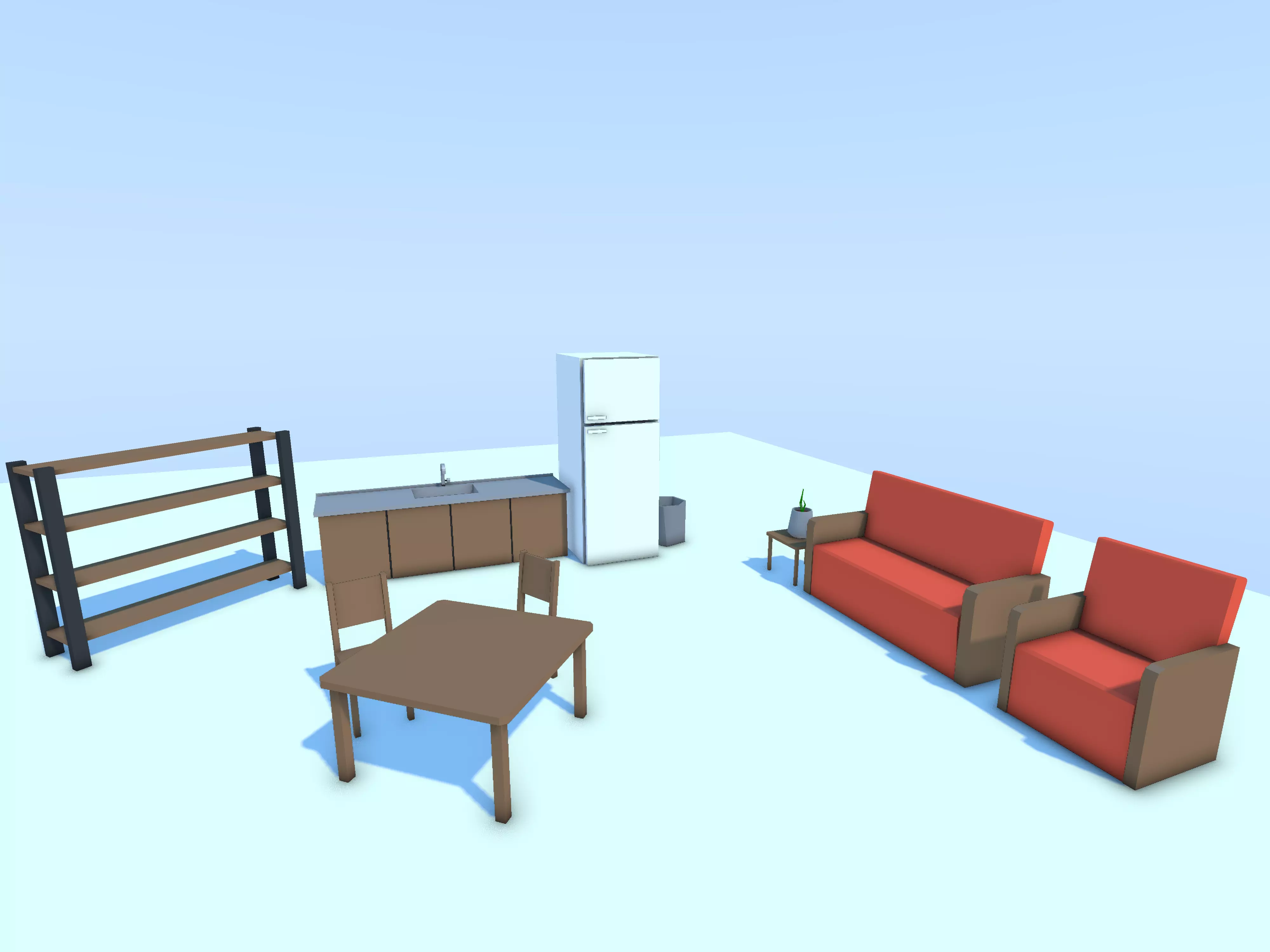 low poly  furniture  pack interior Low-poly 3D model_1