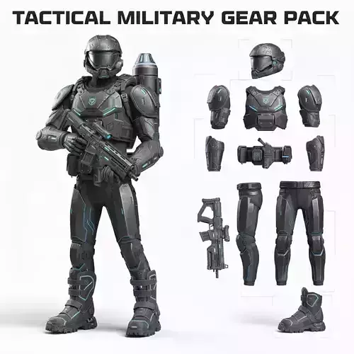 Full Soldier Outfit 3D Model Collection 10 Models 