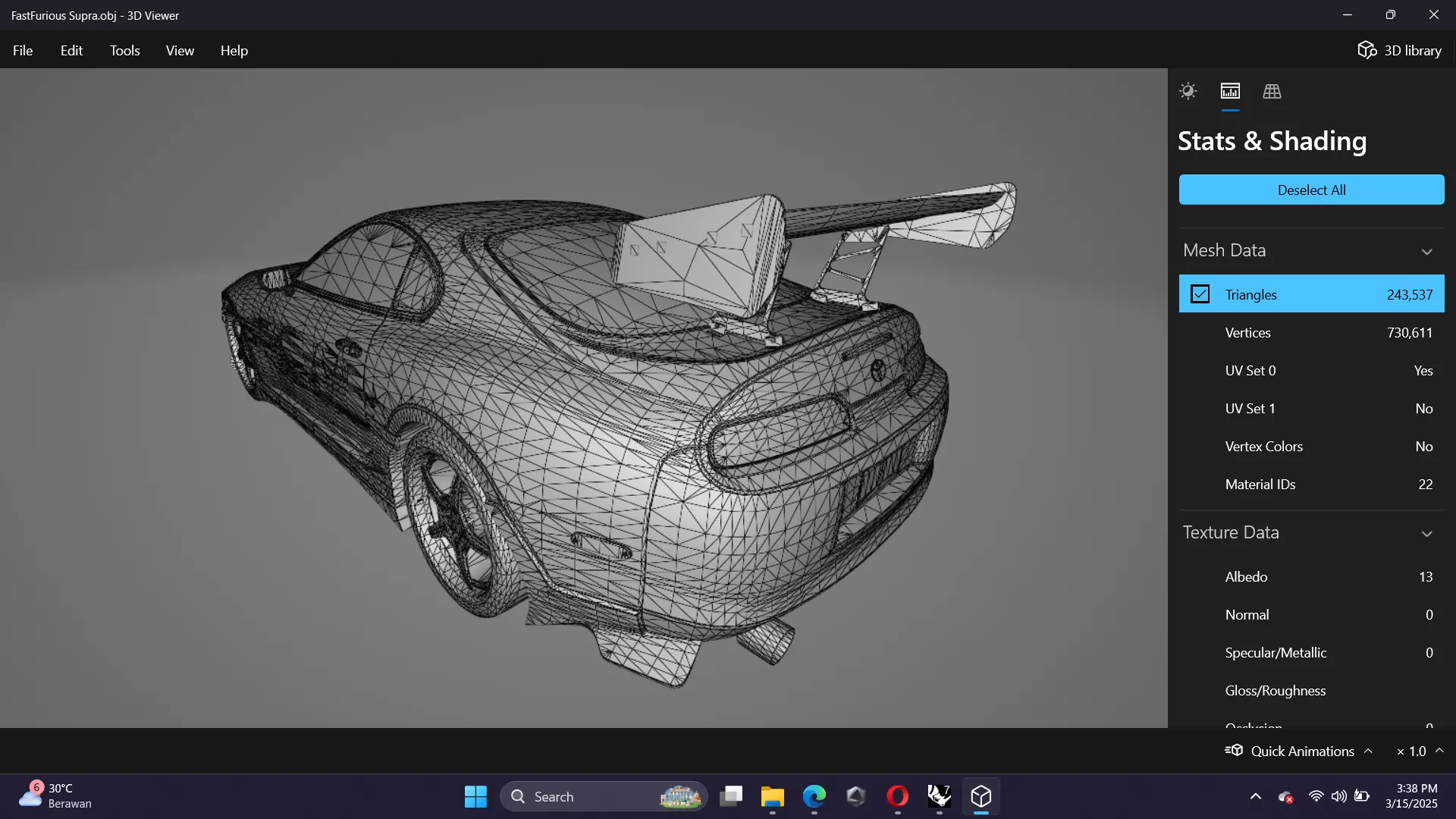 The Fast and The Furious Toyota Supra 1994 Mk4 Low-poly 3D model_25