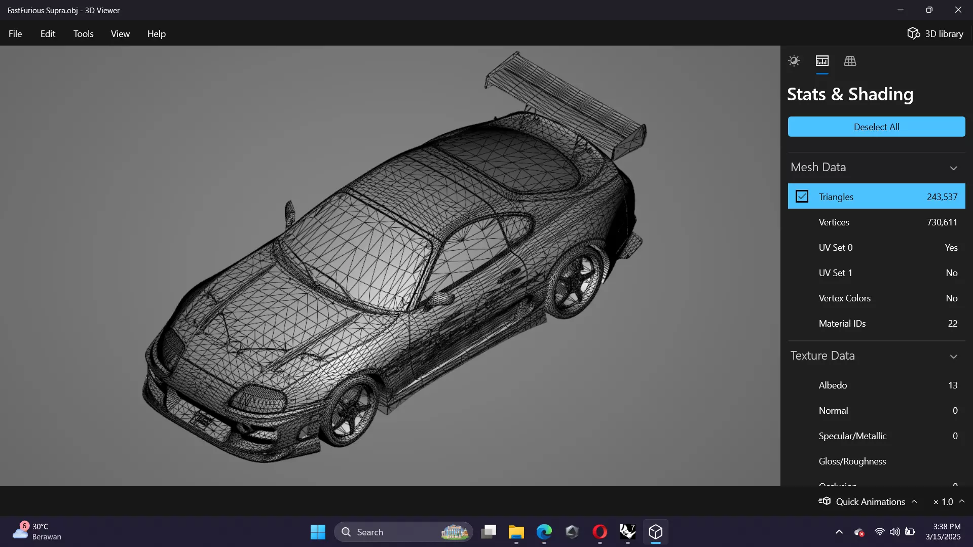 The Fast and The Furious Toyota Supra 1994 Mk4 Low-poly 3D model_24