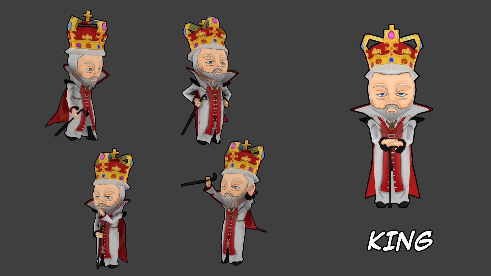 King chess Low-poly 3D model_1