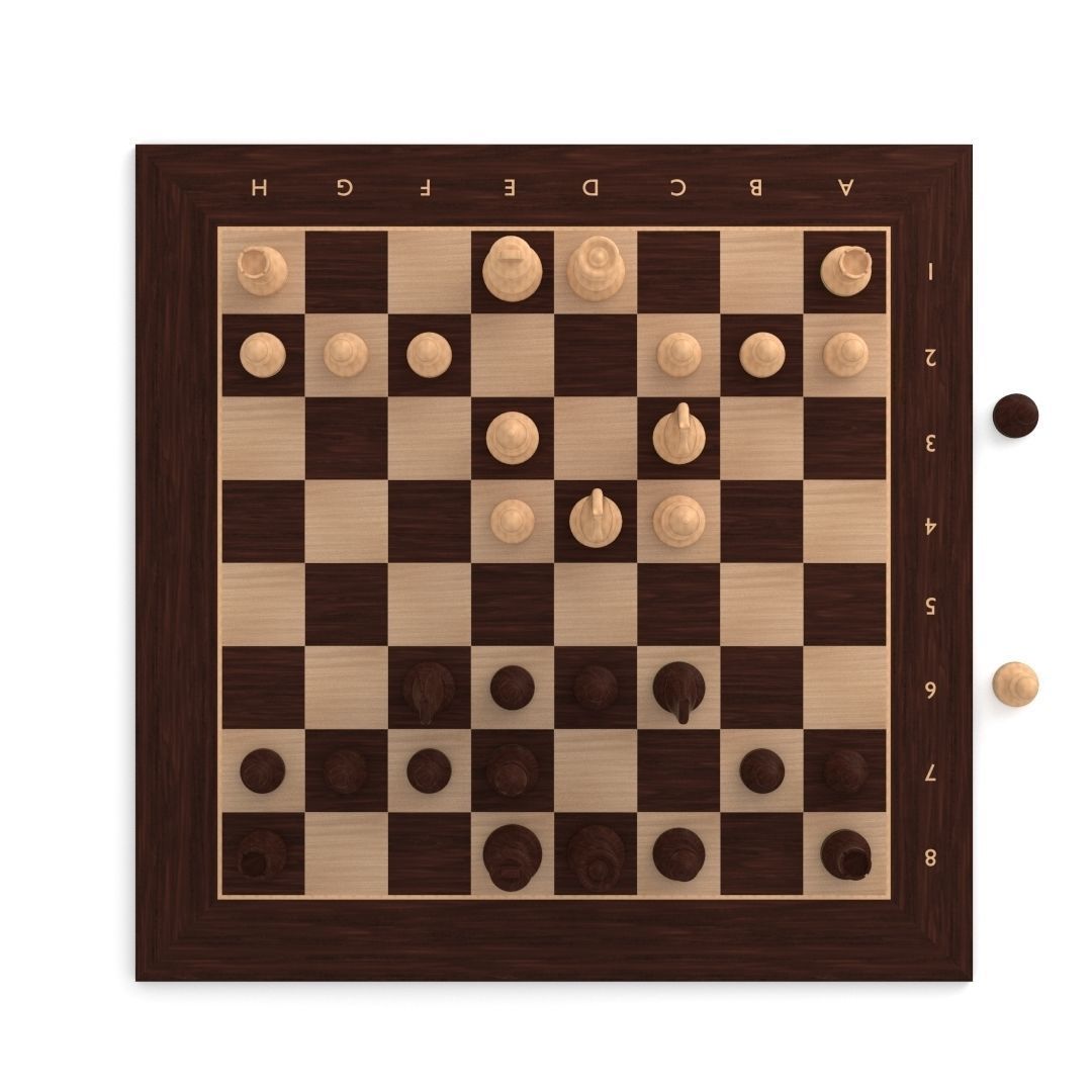 Chessset wooden chess board with pieces Free 3D model_2