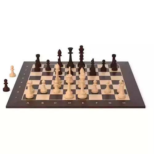 Chessset wooden chess board with pieces Free 3D model