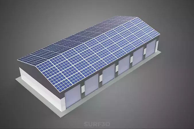 COMMERCIAL GARAGE BUILDING VEHICLE PARKING STORAGE SOLAR ENERGY 3D model 4