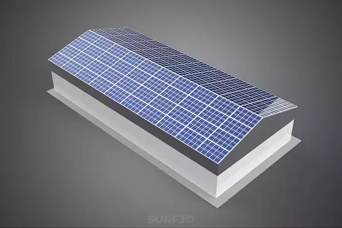 COMMERCIAL GARAGE BUILDING VEHICLE PARKING STORAGE SOLAR ENERGY 3D model 2