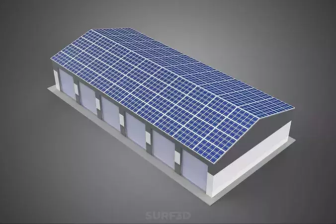 COMMERCIAL GARAGE BUILDING VEHICLE PARKING STORAGE SOLAR ENERGY 3D model 6