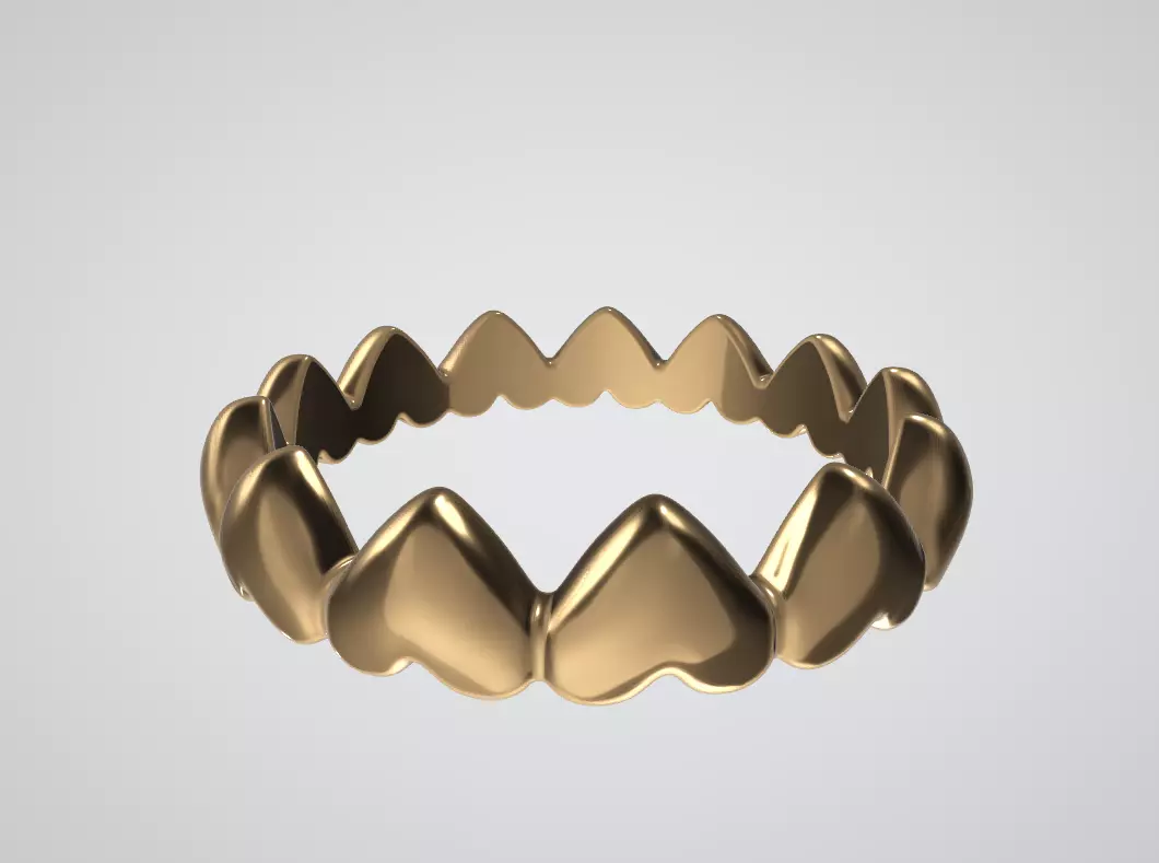 Pandora Womens Pandora Row Of Hearts Ring Low-poly 3D model_6