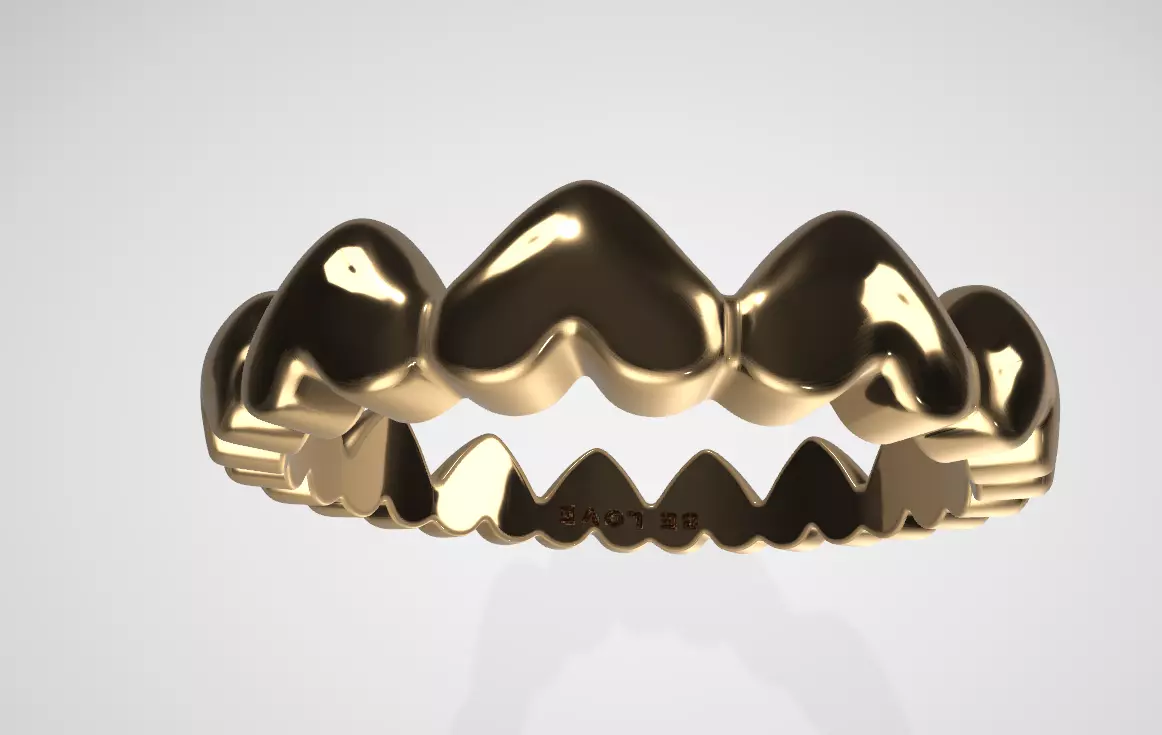 Pandora Womens Pandora Row Of Hearts Ring Low-poly 3D model_2