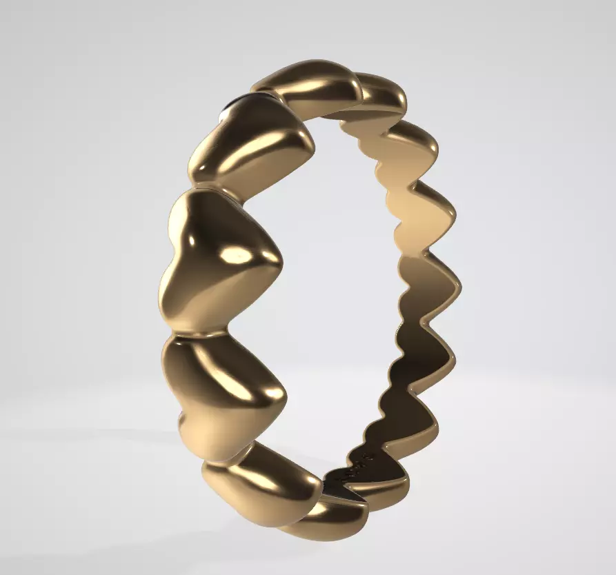 Pandora Womens Pandora Row Of Hearts Ring Low-poly 3D model_9
