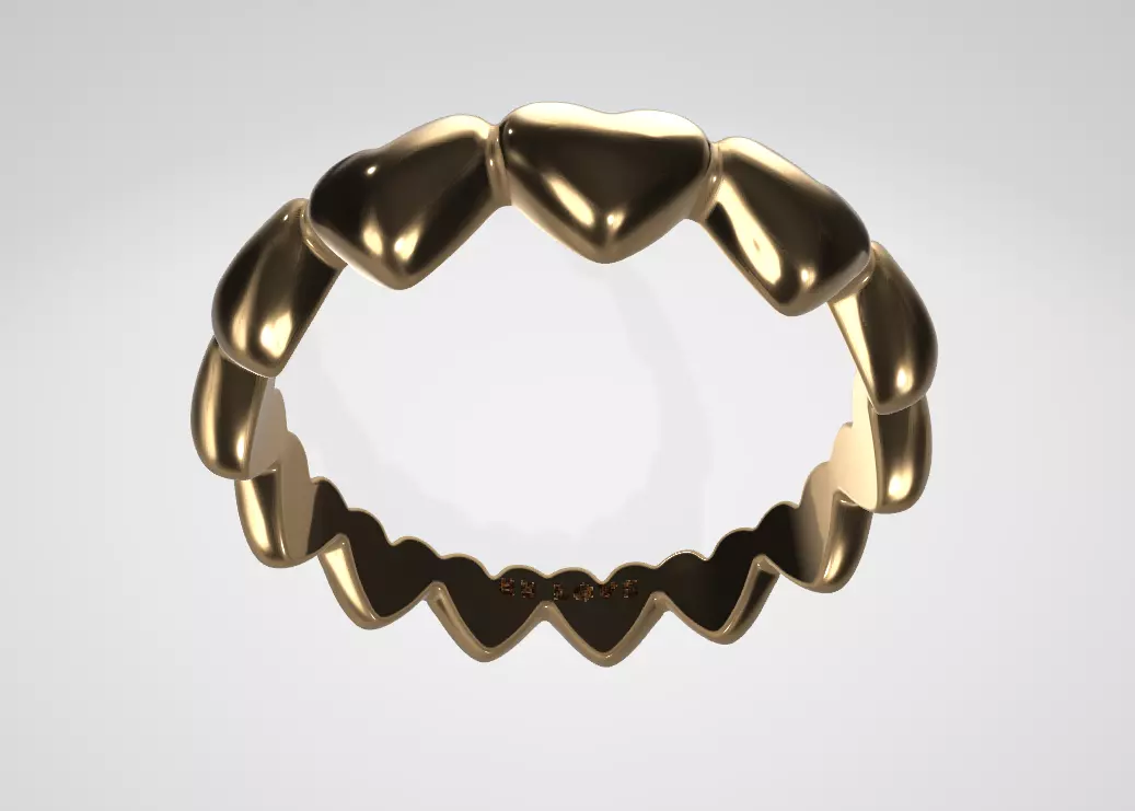 Pandora Womens Pandora Row Of Hearts Ring Low-poly 3D model_1