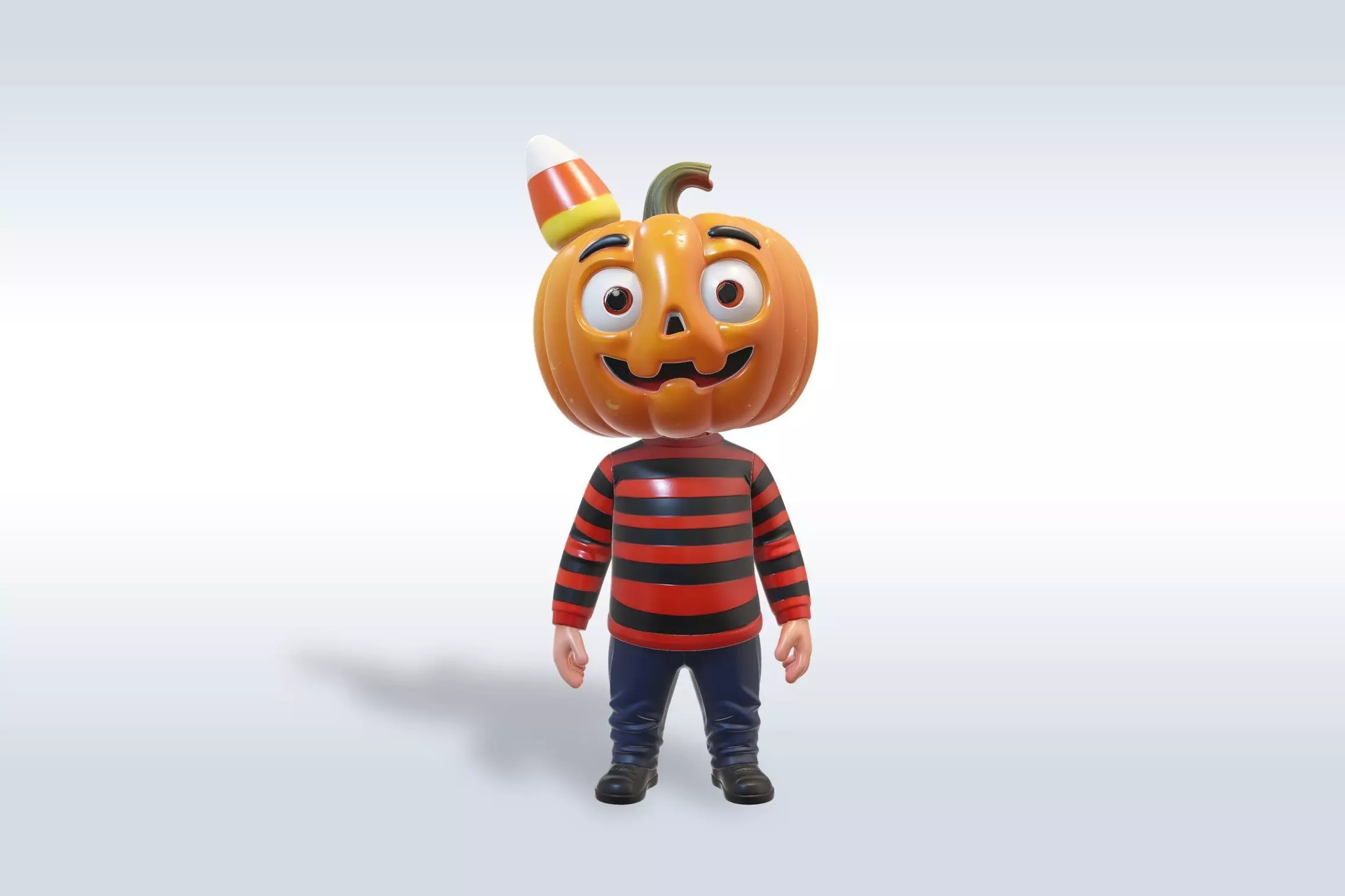 Cheerful Pumpkin Boy Halloween Character 3D model_0