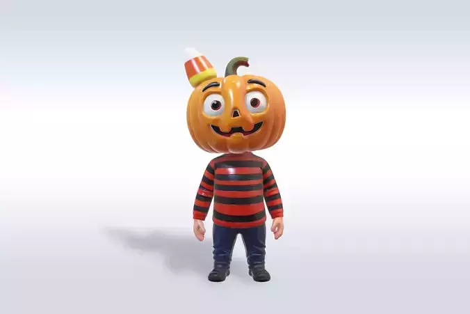 Cheerful Pumpkin Boy Halloween Character