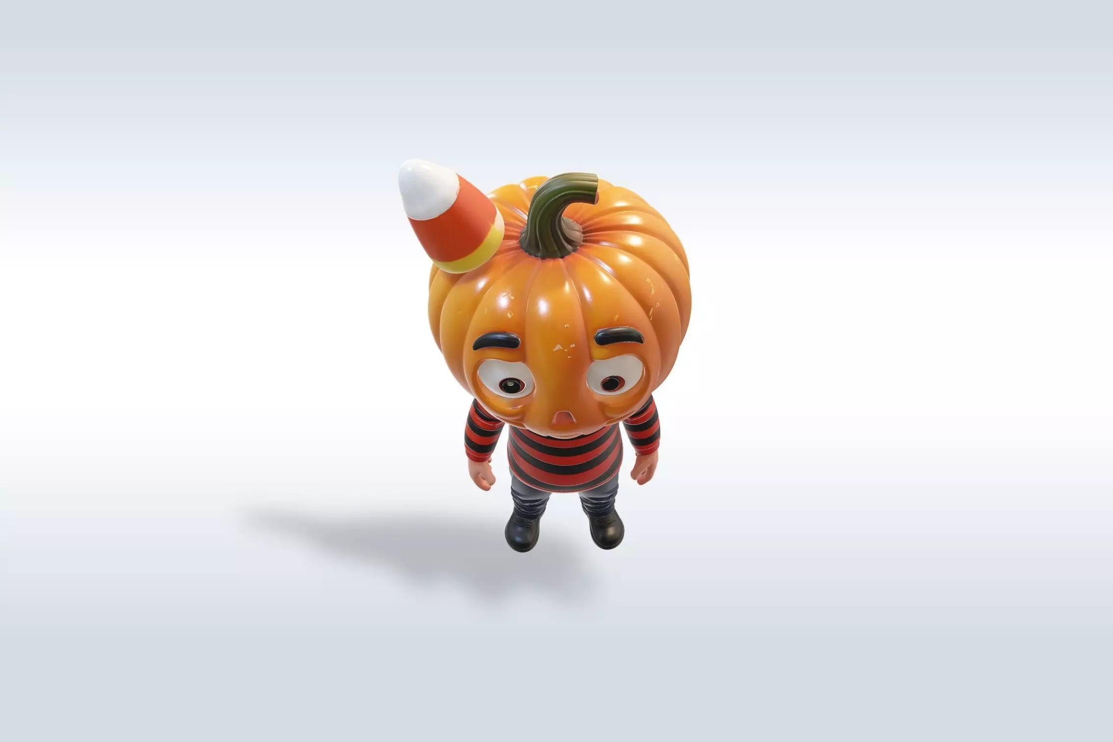 Cheerful Pumpkin Boy Halloween Character 3D model_3