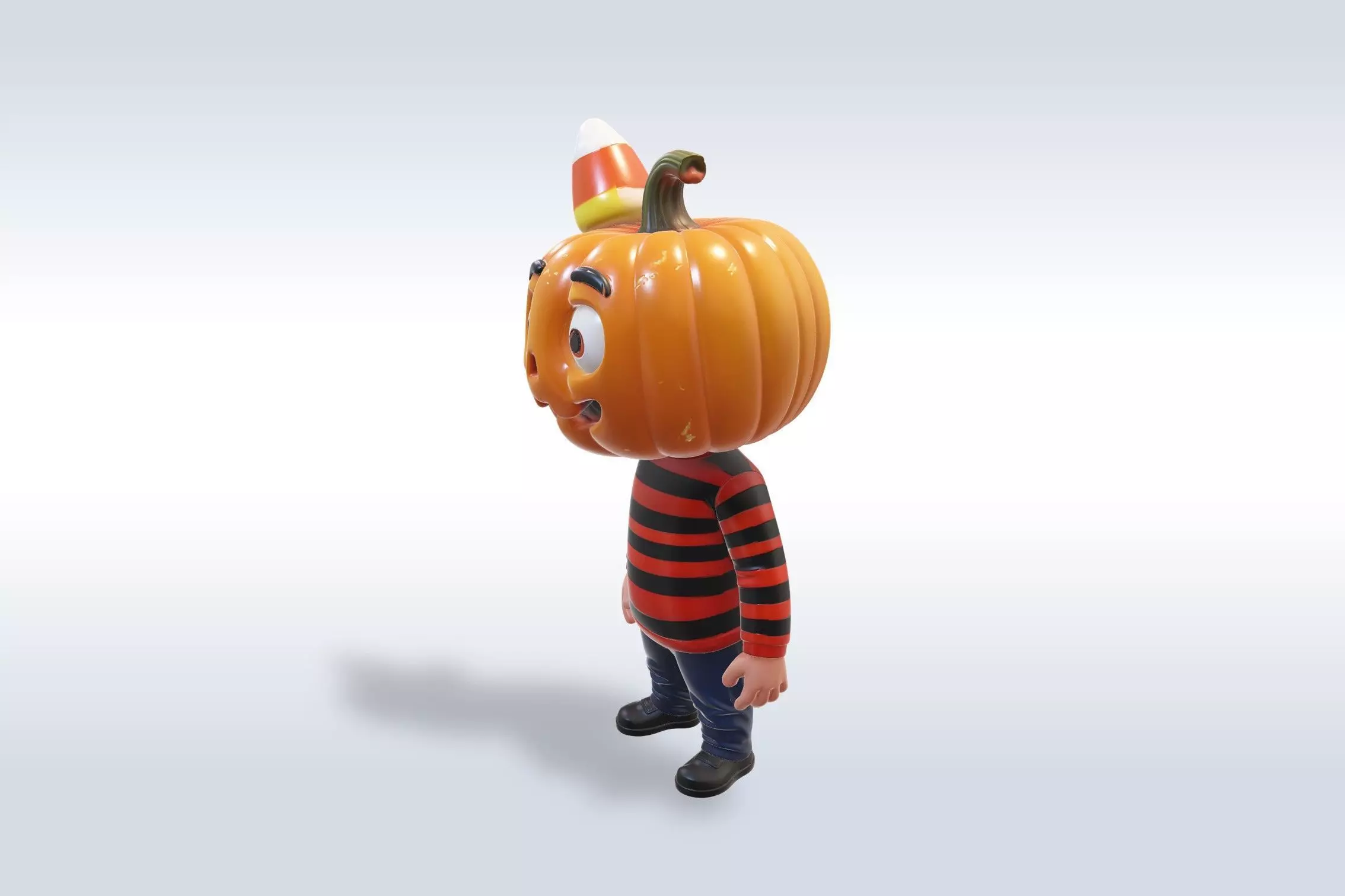 Cheerful Pumpkin Boy Halloween Character 3D model_2