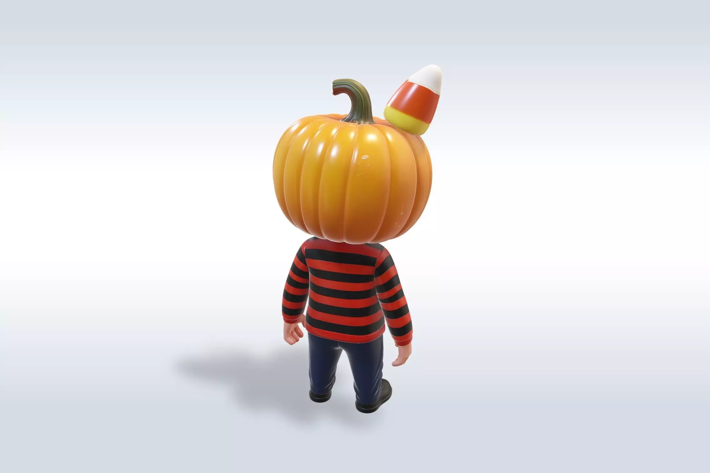 Cheerful Pumpkin Boy Halloween Character 3D model_4