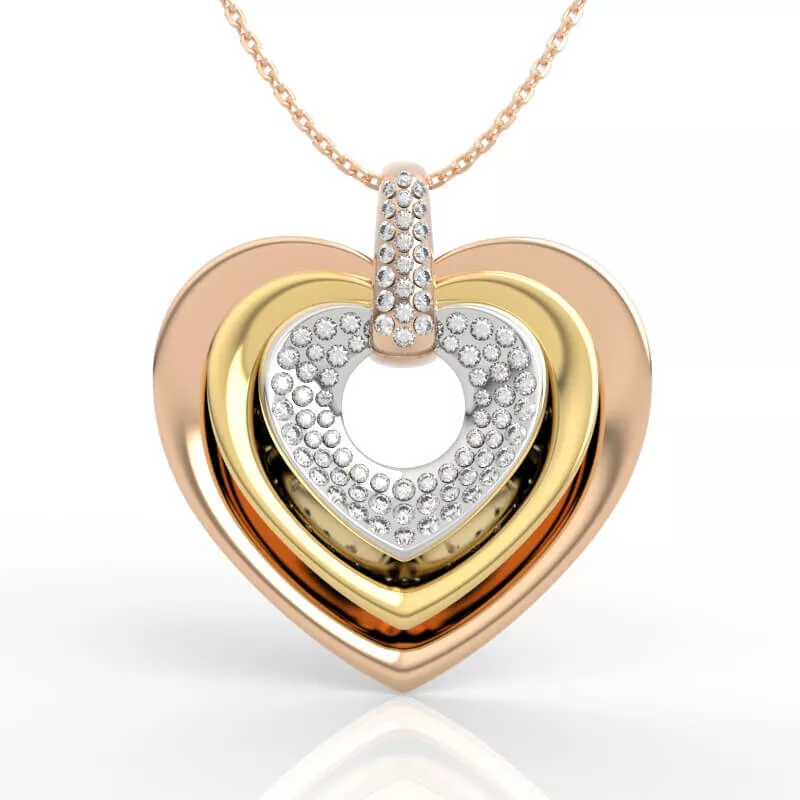 Triple Heart Pendant Necklace 3D print model