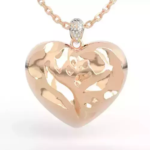 Engraved Flower Heart Necklace