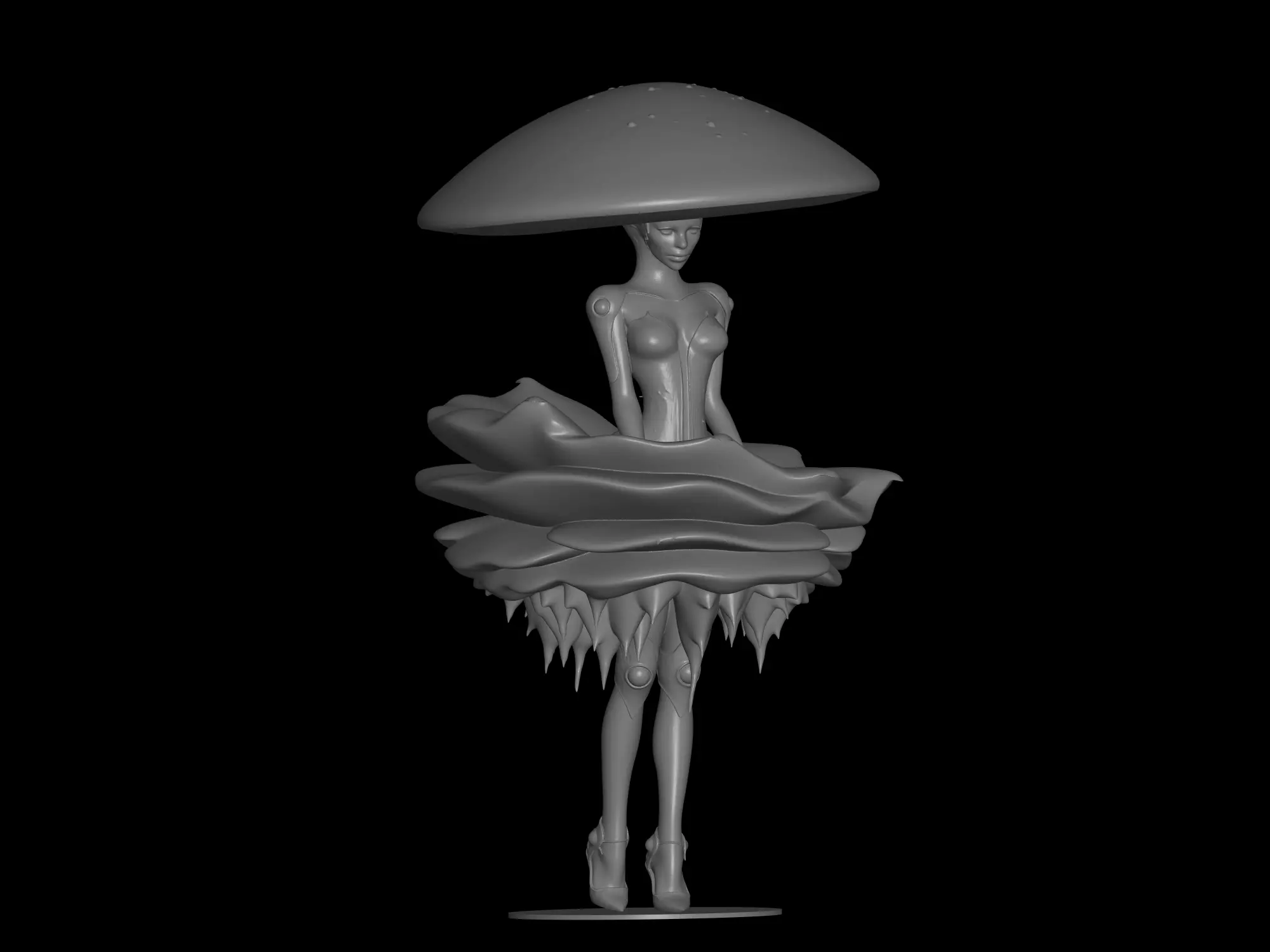 decorative mushroom girl 3D print model_0