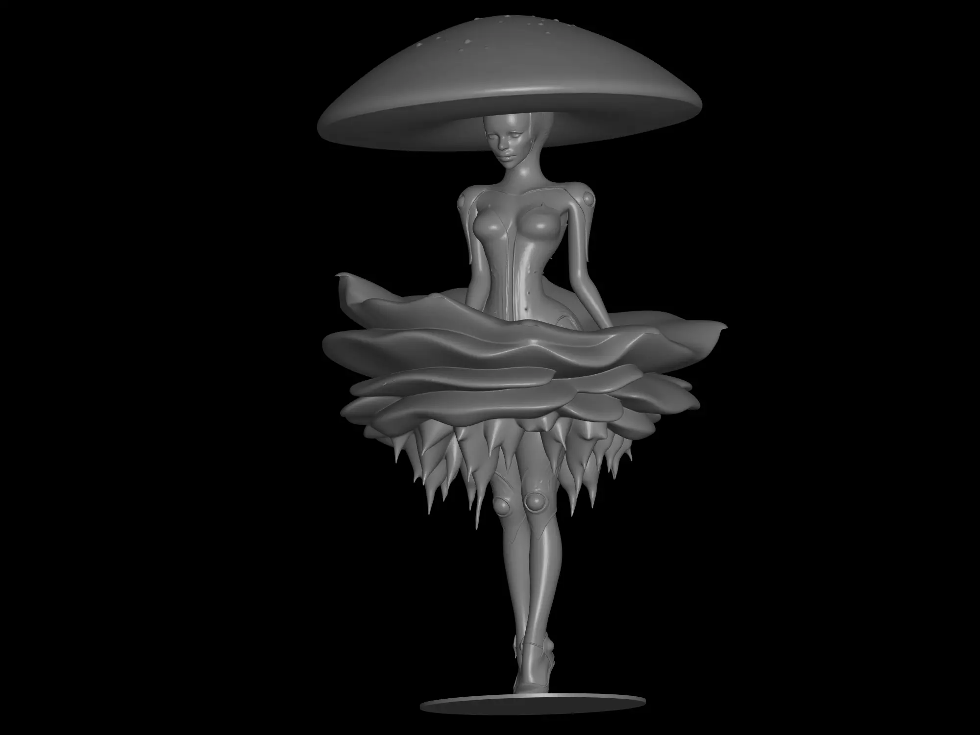 decorative mushroom girl 3D print model_3