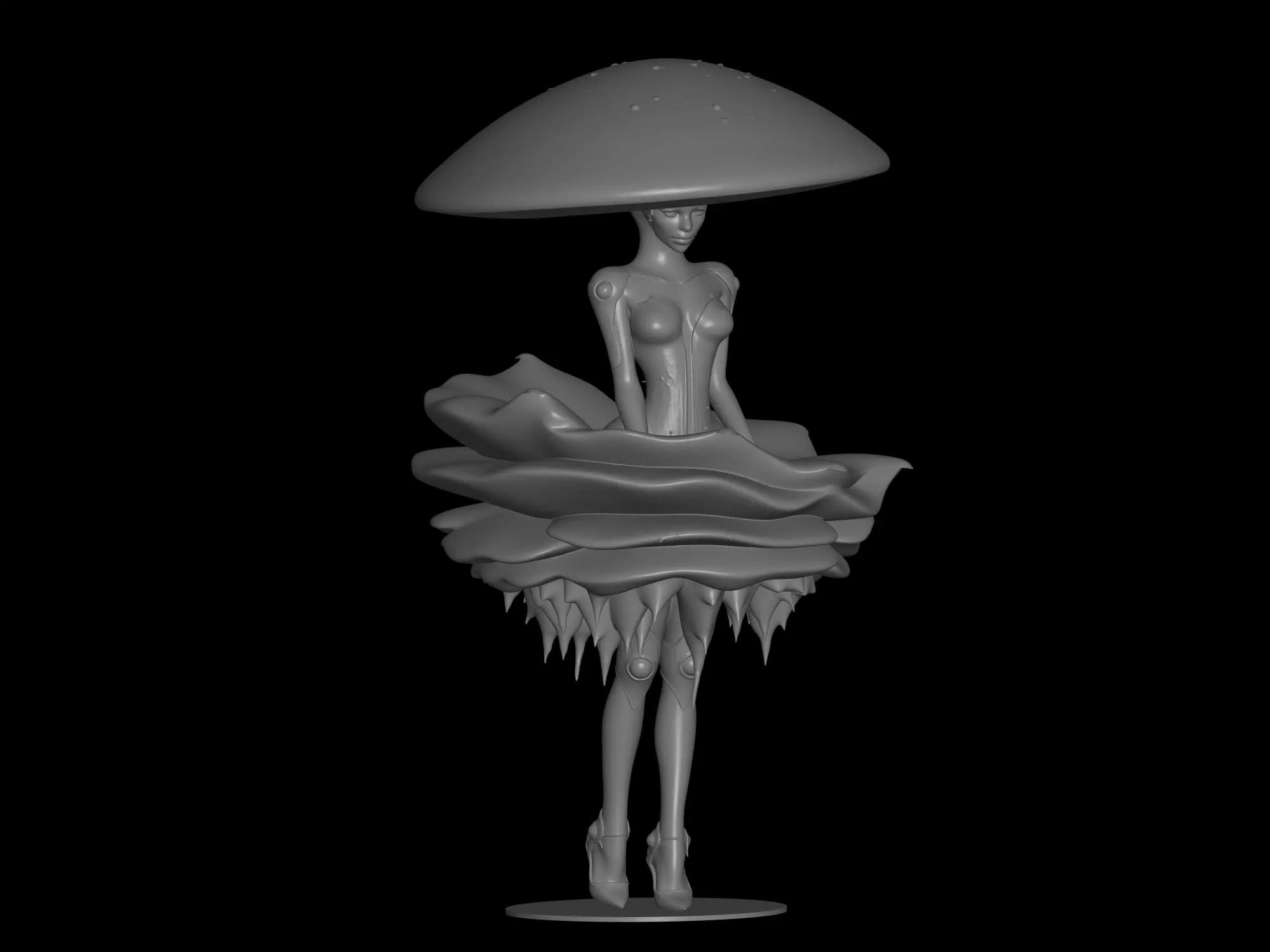 decorative mushroom girl 3D print model_6
