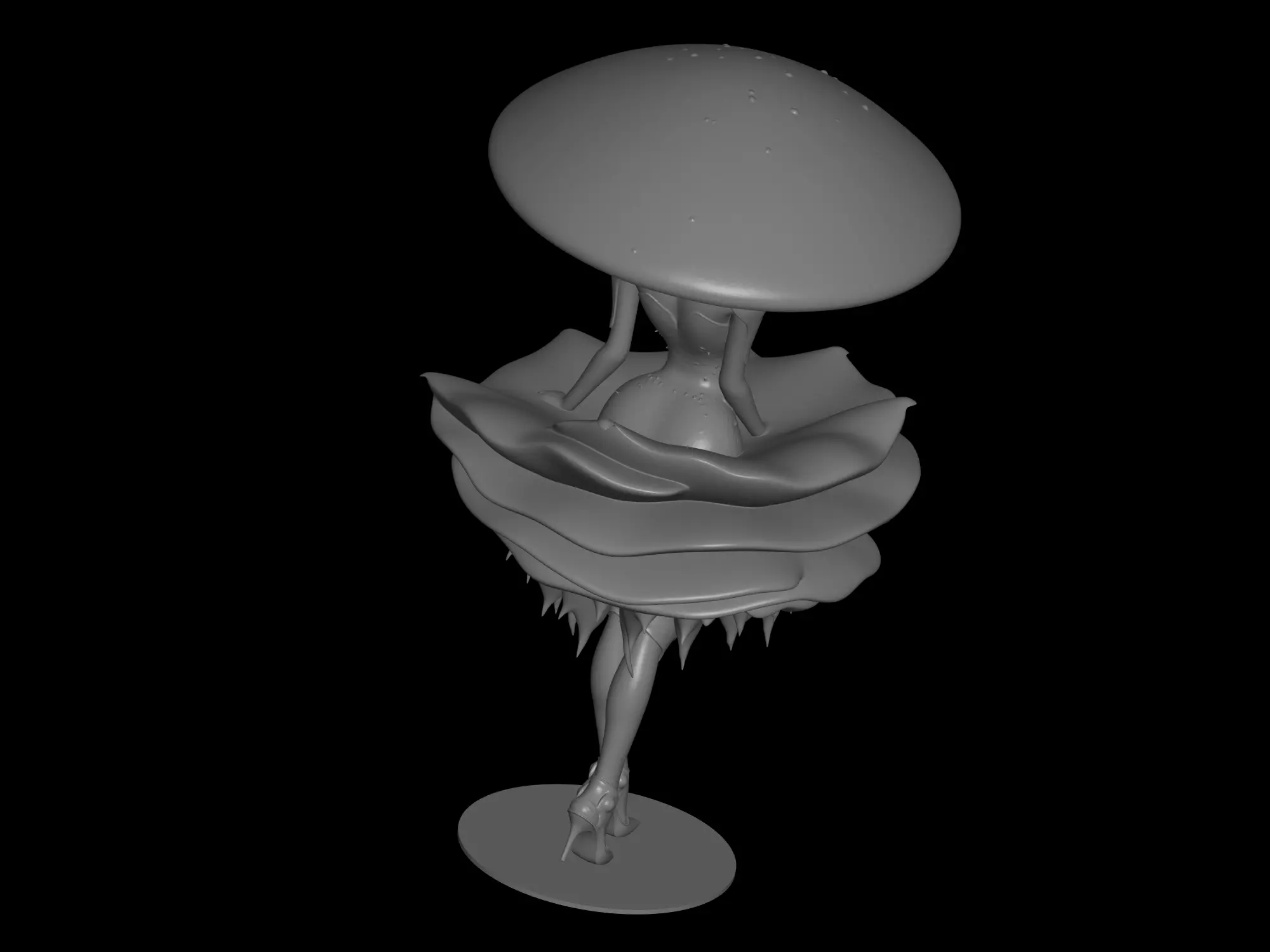 decorative mushroom girl 3D print model_5