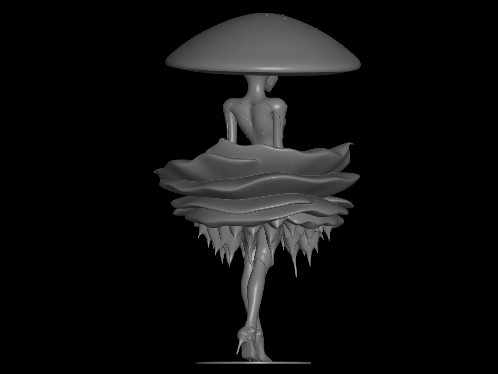 decorative mushroom girl 3D print model_2