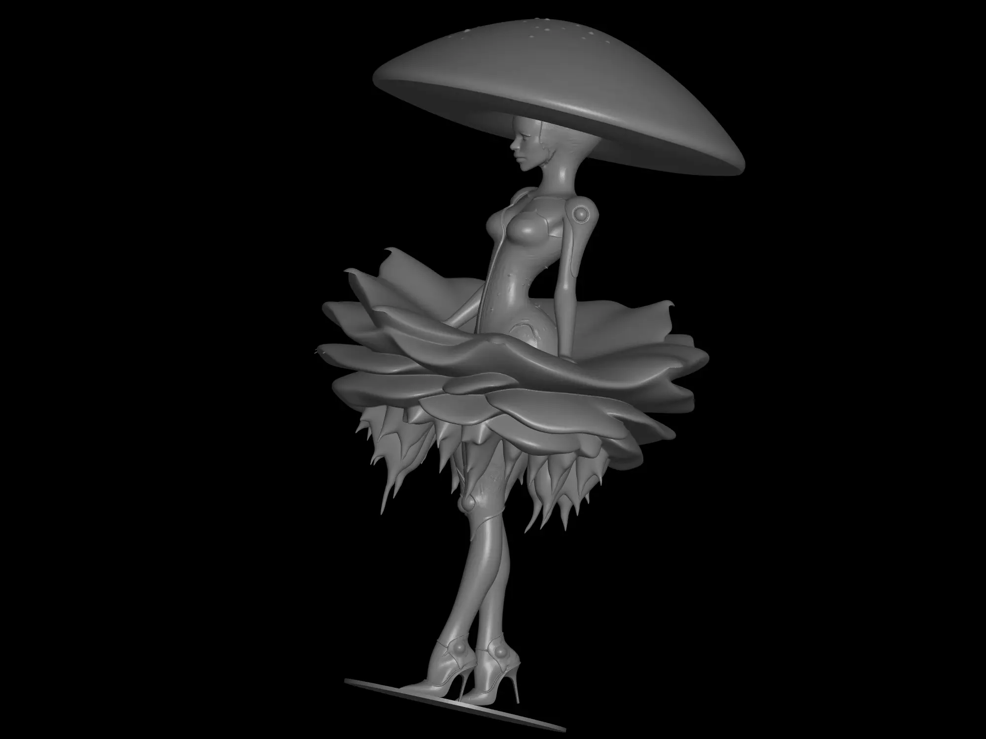 decorative mushroom girl 3D print model_4