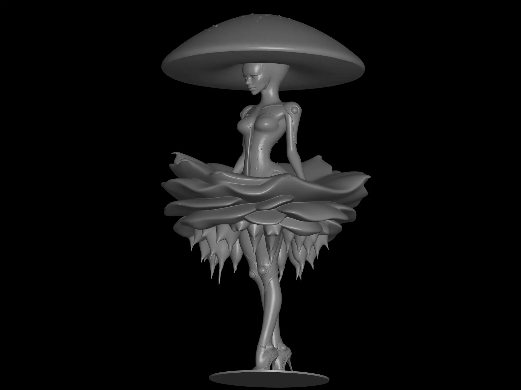 decorative mushroom girl 3D print model_1