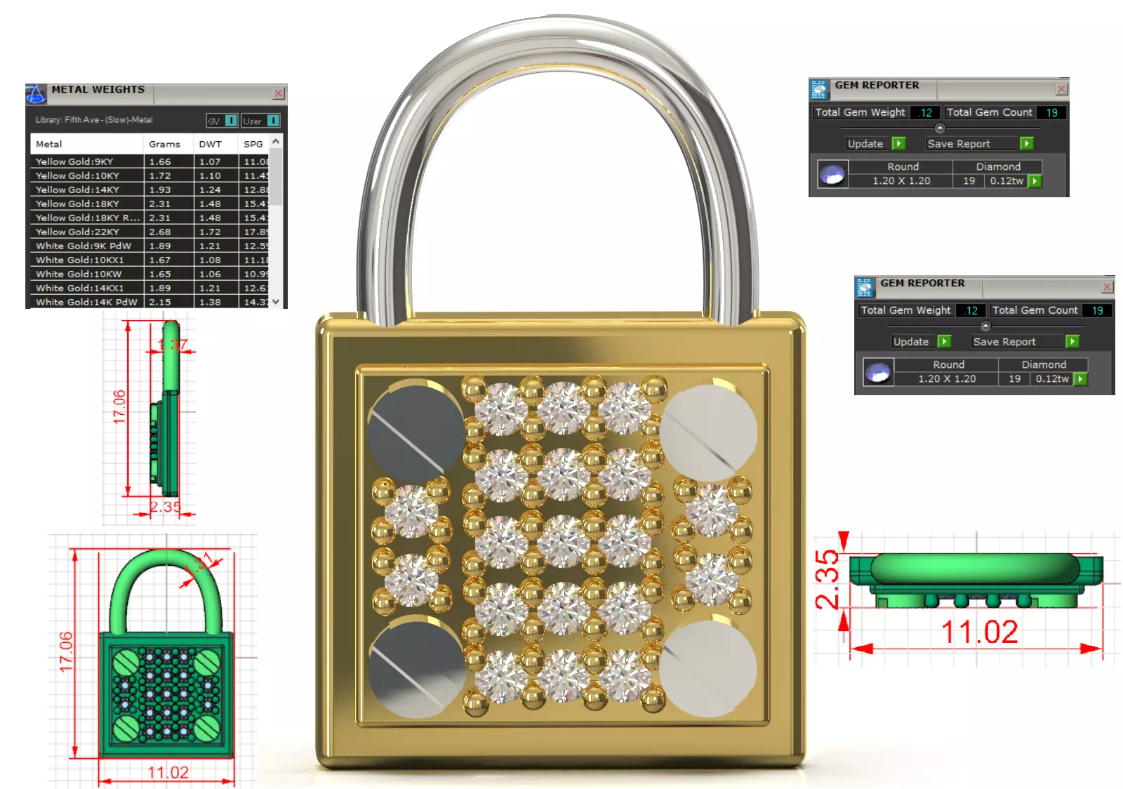 STL 3DM jewelry Lock Pendant model jp0369 3D print model