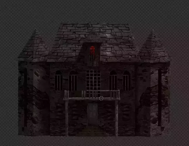 Low Poly Spooky Old House Low-poly 3D model