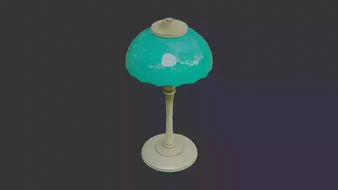Glass Green Table Lamp with Teal Shade