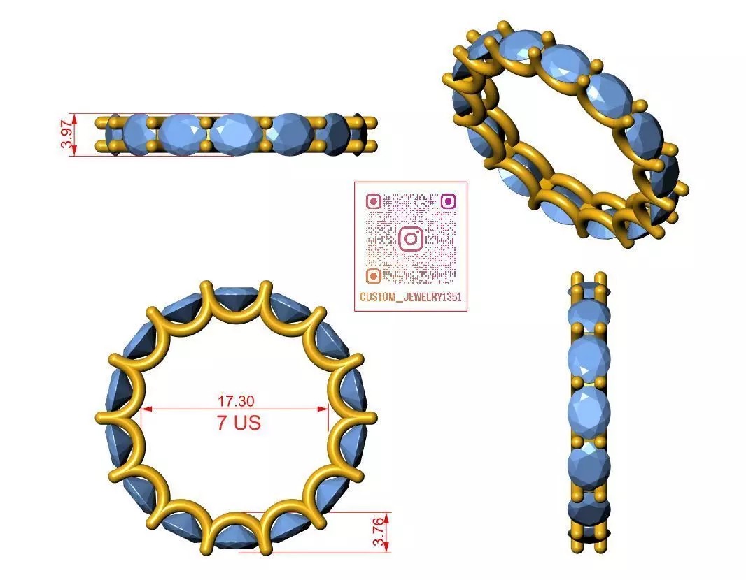 Oval Eternity Wedding Band 3D print model_5