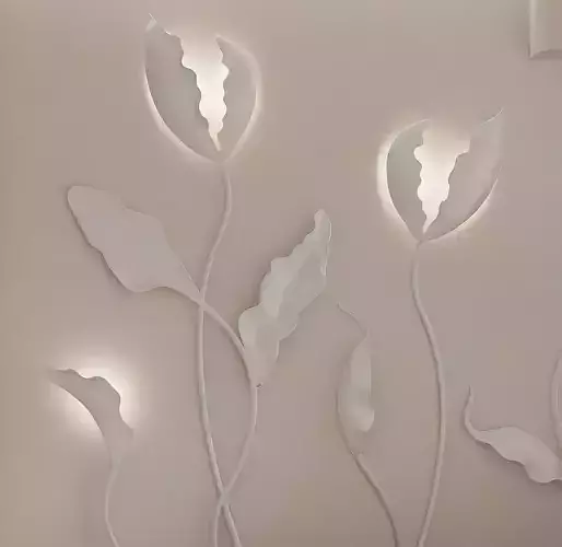 3D Floral Relief for CNC Printing  Decorative Wall Art STL File