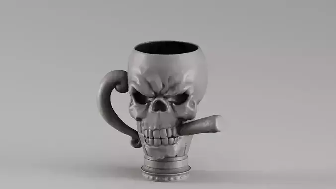 S00070 Skull Mug with Cigar 3dp 3D print model