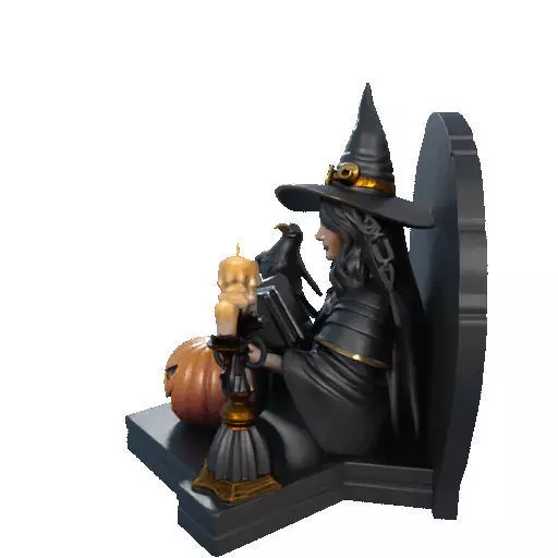 2530Halloween Witch with Spell book Skull Raven and Pumpkin 3D print model_30