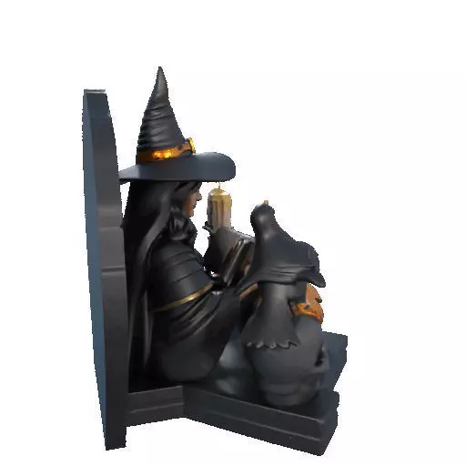 2530Halloween Witch with Spell book Skull Raven and Pumpkin 3D print model_17