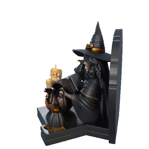 2530Halloween Witch with Spell book Skull Raven and Pumpkin 3D print model_29