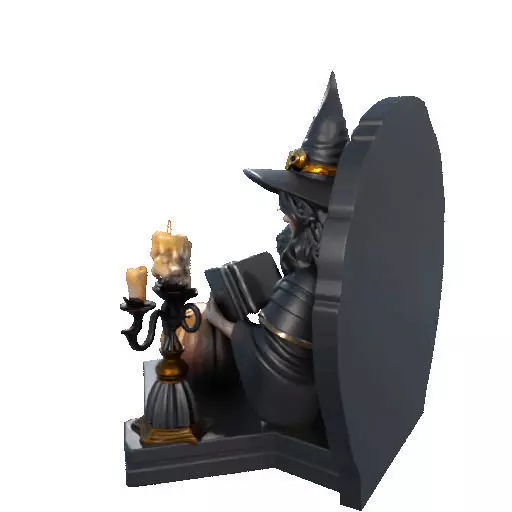 2530Halloween Witch with Spell book Skull Raven and Pumpkin 3D print model_28