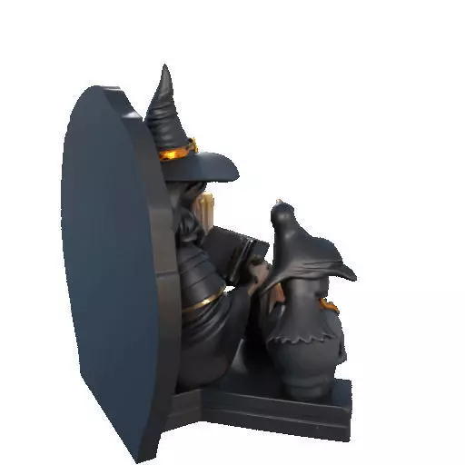 2530Halloween Witch with Spell book Skull Raven and Pumpkin 3D print model_18